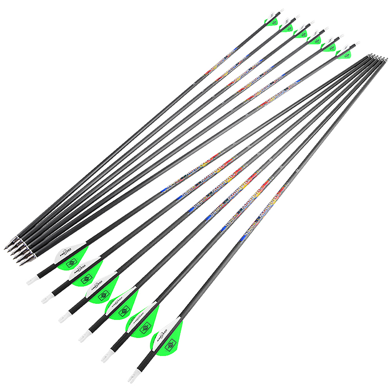 Frecce In Carbonio Puro COLORFUL EAGLE – Spine 300 E 400 Per Arco Compound E Ricurvo, Caccia E Tiro