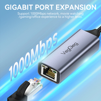 Adaptateur USB 3.0 Type-C vers Ethernet Gigabit Veggieg, 1000 Mbps, carte réseau RJ45 avec indicateur LED, alliage d'aluminium