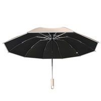 Parapluie de soleil automatique à boucle inversée, cadeau d'affaires, résistant aux UV, résistant aux intempéries, tissu robuste avec revêtement noir, personnalisable