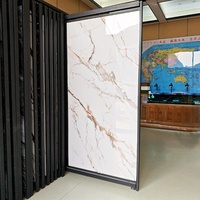 Blanc brillant mélangé avec de l'or Hi-Q feuille de marbre UV pour la décoration de la maison facilité d'installation