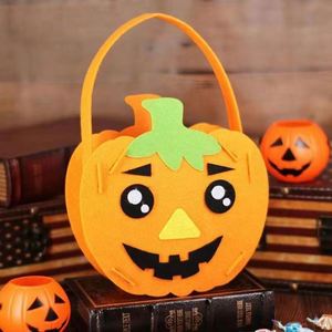 Sacs à bonbons d'Halloween en feutre non tissé pour enfants, à la mode, avec décorations citrouille, hibou et chauve-souris - Product Image 1
