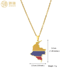 Zhenzxi-collar de acero inoxidable 2022 chapado en oro de 18K, resistente al goteo de aceite, colgante del mapa de Colombia para mujeres y hombres - Product Image 3