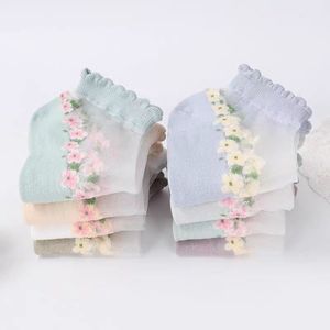 Women's Floral Ankle <b>Socks</b> 15D Thin Mesh Breathable Spring Summer Invisible Boat <b>Socks</b> Polyester Fiber - Product Image 4