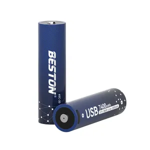 סוללת ליתיום יון BESTON USB 3.7v סוללה נטענת 2000mAh לפנס סוללה גלילית עם סוג-C