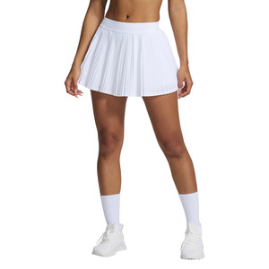 Mini-jupe plissée de sport Adidas pour femme, couleur unie blanche, jupe de yoga, de fitness et de tennis avec doublure en spandex pour activités de plein air - Product Image 1