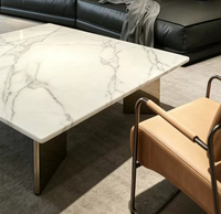 Table basse en marbre naturel de haute qualité, design italien moderne, mobilier de salon haut de gamme, table basse carrée contemporaine