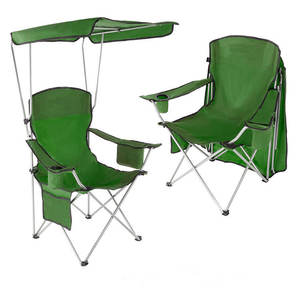 Camping chaise longue auvent pliant porte-gobelet <span class=keywords><strong>toile</strong></span> <span class=keywords><strong>pliable</strong></span> chaise d'extérieur avec parapluie - Product Image 2
