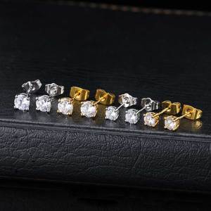2026 New Non Faded Minimalist Sparkling Geometric Four Claw 5x7mm 6x8mm Oval Cubic Zirconia Solitaire <b>Stud</b> <b>Earrings</b> for Women - Product Image 1