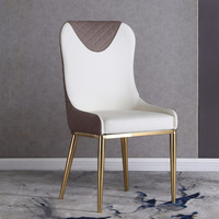 Ensemble Table et Chaises de Restaurant de Luxe Doré, Scandinave en Marbre, Combinaison Rectangulaire pour Hôtel, 6 Chaises Incluses