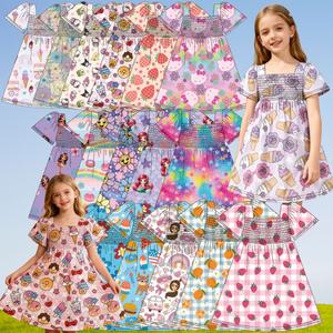 Vestido <span class=keywords><strong>de</strong></span> Verano para Niñas Yiyuan, con Volantes, Cuello Cuadrado, Manga Corta, Ecológico, Transpirable, Largo hasta la Rodilla, Corte en A, OEM - Product Image 1