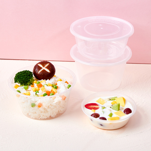 Una volta uso PP Microwavable chiaro scatola rotonda contenitore cibo ciotola di imballaggio per zuppa di Noodle Snack insalata Bento riso con coperchio - Product Image 2