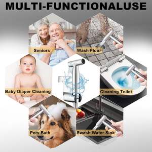 Rociador de bidé portátil moderno para baño, con control de presión de agua ajustable, manguera de bidé y grifo de acero inoxidable - Product Image 5