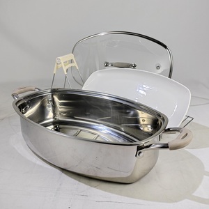 モダンなデザイン調理器具ステンレス鋼蒸し魚鍋ラック付きセラミックパン蒸し食品魚用 - Product Image 3