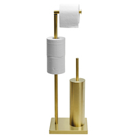 Porte-papier toilette sur pied avec brosse de toilette, élégant, hygiénique, doré, de haute qualité