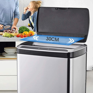 Cubo de <span class=keywords><strong>basura</strong></span> inteligente automático de acero inoxidable de 30L, cubos de <span class=keywords><strong>basura</strong></span> con parte superior abierta, cesta de papel, papelera de <span class=keywords><strong>reciclaje</strong></span> para cocina al aire libre, inodoro, <span class=keywords><strong>reciclaje</strong></span> - Product Image 2