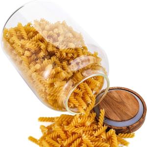 Barattolo in Vetro Grande Rotondo Fatto a Mano per Conservazione Alimenti con Coperchio Ermetico in Legno, Contenitori da Cucina in Vetro Borosilicato Trasparente - Product Image 3