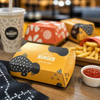 Scatola per Hamburger da Asporto con Coperchio a Cerniera, Imballaggio Riciclabile in Carta Kraft per Fast Food, Ordini all'Ingrosso