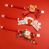 Collier de Noël pour animaux de compagnie, motif dessin animé mignon, pour chat et chien, rouge, avec nœud décoratif mignon