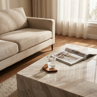 Ensemble de sous-verres de luxe en bois d'acacia et marbre, logo laser personnalisé, sous-verres antidérapants pour table basse, cadeau en gros