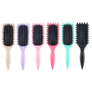 Cepillo para el cabello con logo personalizado al por mayor, mango de paja de trigo, cepillo de masaje con cojín de aire para peinar ondas grandes - Product Image 1
