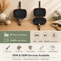Smartpan Poêle à double gril en aluminium moulé sous pression de haute qualité Conception ergonomique sans éclaboussures Antiadhésive