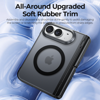 Étui de protection magnétique transparent mat avec support pour iPhone Duo 5G, compatible avec la recharge sans fil, avec film de protection d'écran en verre