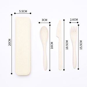 <span class=keywords><strong>Set</strong></span> di stoviglie da <span class=keywords><strong>picnic</strong></span> in plastica riutilizzabile ecologica in paglia di grano per bambini e adulti - Product Image 3