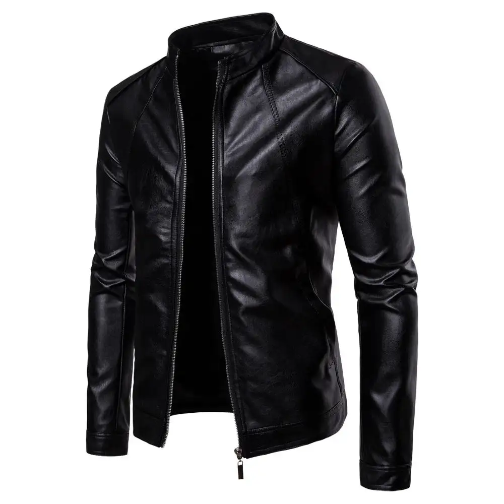 Fashion Designs Boys Classic Biker Jacket Motorcycle Pu Faux Leather Jacket For Mens Blazer Masculino Slim Fit Leather Coat