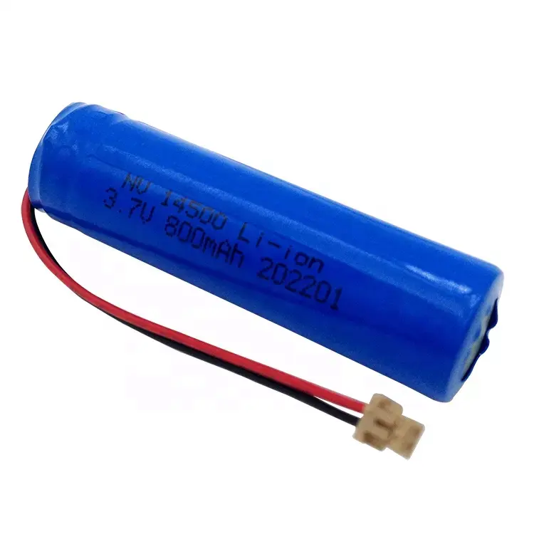 Icr14500 1s1p 3.7v bateria recarregável, 800mah íon de lítio aa