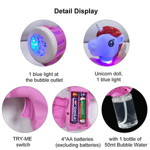 <span class=keywords><strong>Pistolet</strong></span> à bulles LED automatique 6 trous Licorne avec ailes, souffleur de bulles lumineux pour fêtes estivales en extérieur, vente en gros - Product Image 6