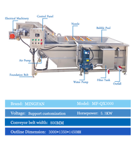 Aanpasbare 304 roestvrijstalen bubbelwasmachine voor industriële verwerking van zeevruchten, garnalen en schaaldieren, 800 kg/uur