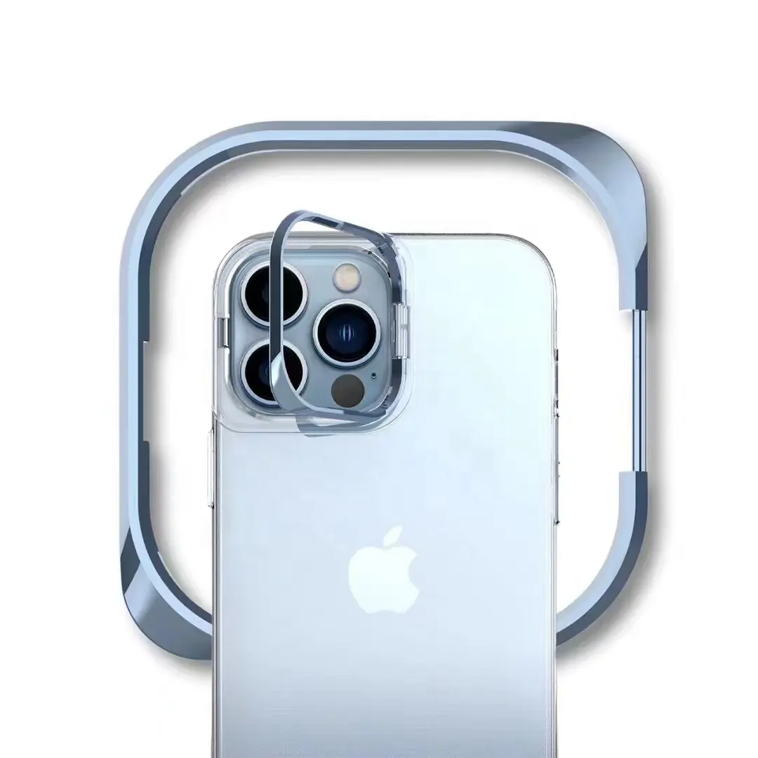 Casing Ponsel Pemegang Tak Terlihat Logam Lensa Baru Kickstand untuk iPhone 13 Sampul Lembut Jernih dengan Cincin Lensa Kamera Dudukan Dilapisi