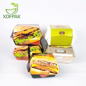 Custom disposable black white hamburger burger box packaging lunch box