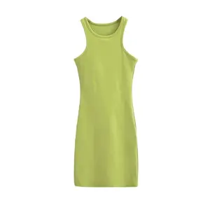 महिला रेसर बैक स्पैन्डेक्स सूती पोशाक आकस्मिक खेल पोशाक खाली सादे गर्मियों की लंबी पोशाक, कस्टम डिजाइनिंग के लिए