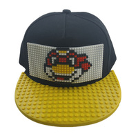 Casquette de baseball à visière plate pour adultes et enfants, motif blocs de construction pixelisés et puzzle de micro-particules, style dessin animé, casquette parent-enfant, option cadeau, vente en gros