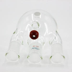 Frasco de fondo redondo de cuatro cuellos de Silicon Valley, 500ml 2000ml, de borosilicato alto con lados roscados, para uso en laboratorio - Product Image 1