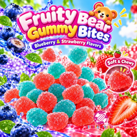 Bonbons Gélifiés Halal en Gros, Oursons Fruités, Sucrés, Saveur Fraise Myrtille, Doux et Moelleux, pour Fêtes d'Enfants