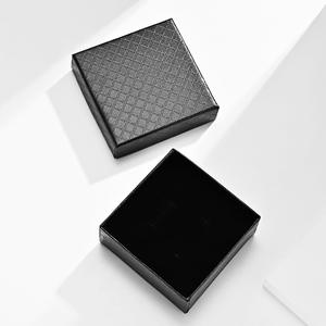 Ring Earring Jewelry Box Square Black <b>Paper</b> Embossed Diamond <b>Pattern</b> Pendant Set Storage Gift Packaging 50x50 70x70 - Product Image 1