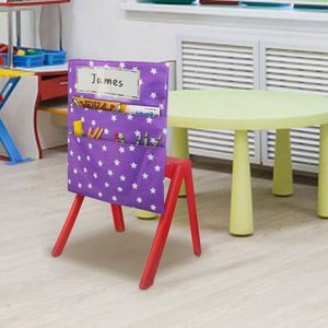 Bolsa de tela multicolor para colgar en la respaldo de la silla, almacenamiento de 41x48 cm, organizador para el aula de jardín de infantes, para guardar útiles escolares - Product Image 1
