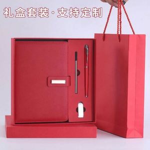 Ensemble de papeterie de luxe personnalisé en cuir PU durable 2025 avec logo personnalisé, bloc-notes professionnel et clé USB promotionnelle pour entreprise - Product Image 3