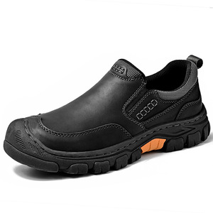 Mocassins pour hommes à enfiler, dessus en PU, semelle en caoutchouc, doublure en peluche, motif uni, chaussures décontractées - Product Image 6