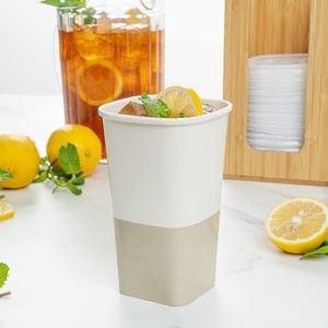 Eco-friendly Disposable Square Paper <b>Cup</b> Single Wall <b>Cups</b> <b>Coffee</b> Square Paper <b>Cup</b> with <b>Lids</b> - Product Image 3