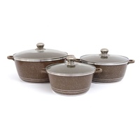 Ensemble de 6 ustensiles de cuisine en aluminium moulé sous pression antiadhésifs avec revêtement en pierre Maifan, marmite à soupe, ustensiles de cuisine pour cuisinière à gaz et à induction