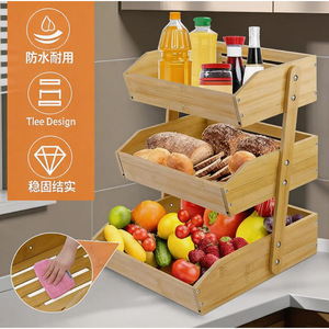 Three-tier <b>storage</b> rack for <b>kitchen</b> and living room, multi-layer rack for storing vegetables, fruits, and snacks, <b>kitchen</b> - Product Image 4