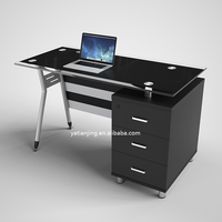 Étude de verre simple meubles de bureau à domicile Table de bureau d'ordinateur de travail avec tiroir Escritorio de oficina