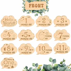 13 cartes de jalons de développement pour bébé en bois double face, accessoires de photographie nouveau-né, cadeau commémoratif de naissance gravé - Product Image 3
