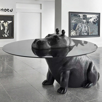 Dareko créatif italien haut de gamme minimaliste hippopotame table basse en verre trempé meubles de maison modernes modélisation animale personnalisée