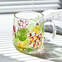 Verre à eau décoratif moderne en verre transparent, motif fruits, simple paroi, pour l'hydratation quotidienne, le café, le jus, la réunion familiale, vaisselle de table