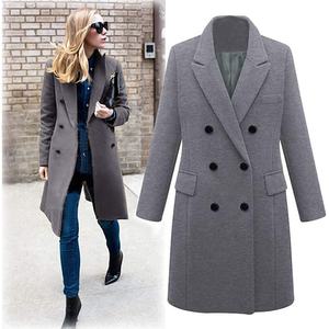 Manteaux d'Hiver Élégants Grande Taille <span class=keywords><strong>Femme</strong></span>, Pardessus en Laine Revers <span class=keywords><strong>Camel</strong></span>, <span class=keywords><strong>Manteau</strong></span> Long Coupe-Vent, Veste Noire 5XL - Product Image 4