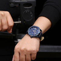 Montre à quartz NAVIFORCE NF9117 pour homme, bracelet en cuir, affichage lumineux de la date et du jour, montre de voyage publicitaire